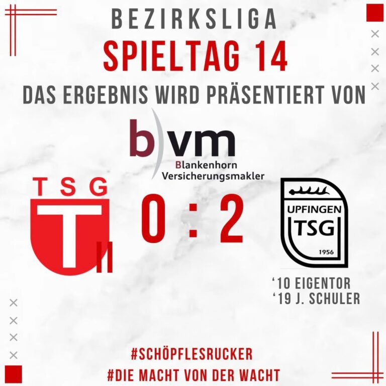 TSG Tübingen II – TSG Upfingen 0:2 (0:2)